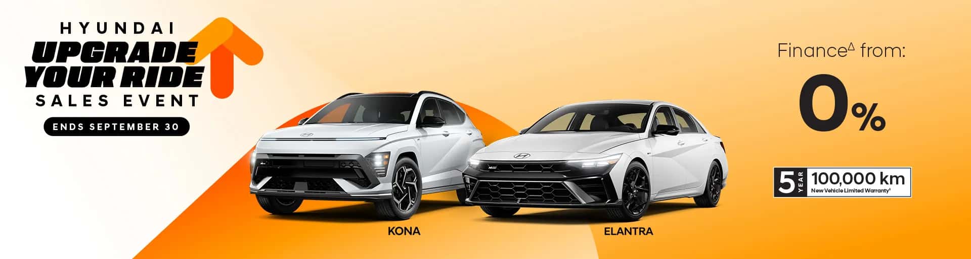 Restart in a Hyundai event at Brossard Hyundai: 0% financing on new 2026 Kona and Elantra vehicles, ending September 30 — Montreal South Shore