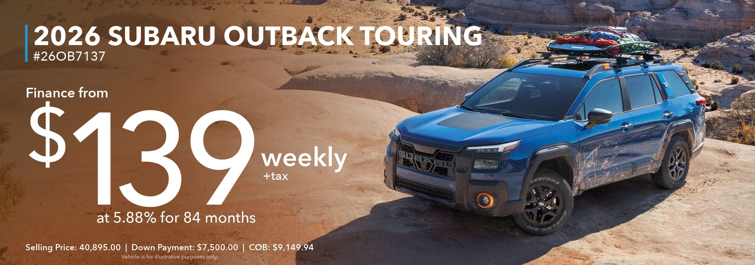 2026 Subaru Outback Touring from $139 weekly + tax 