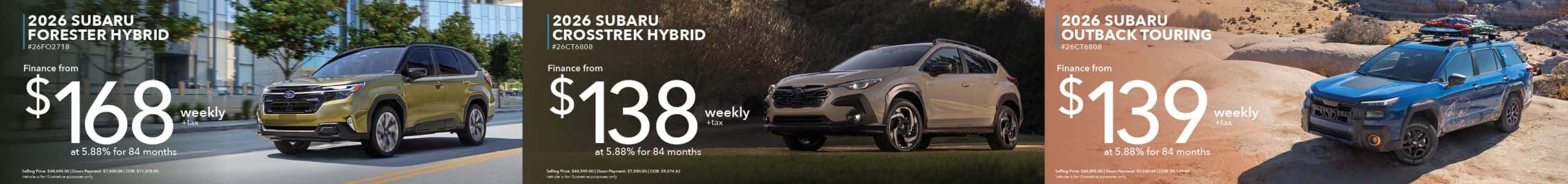 2026 Subaru Models from $138 weekly + tax 