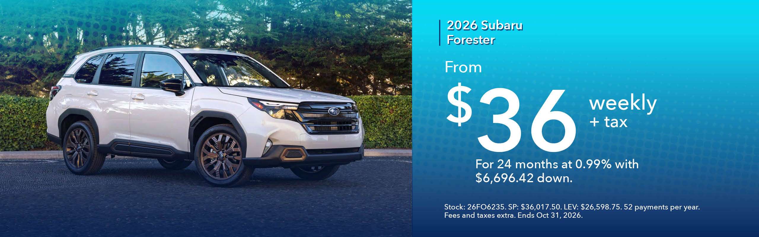 2026 Subaru Forester | From $36 weekly + tax