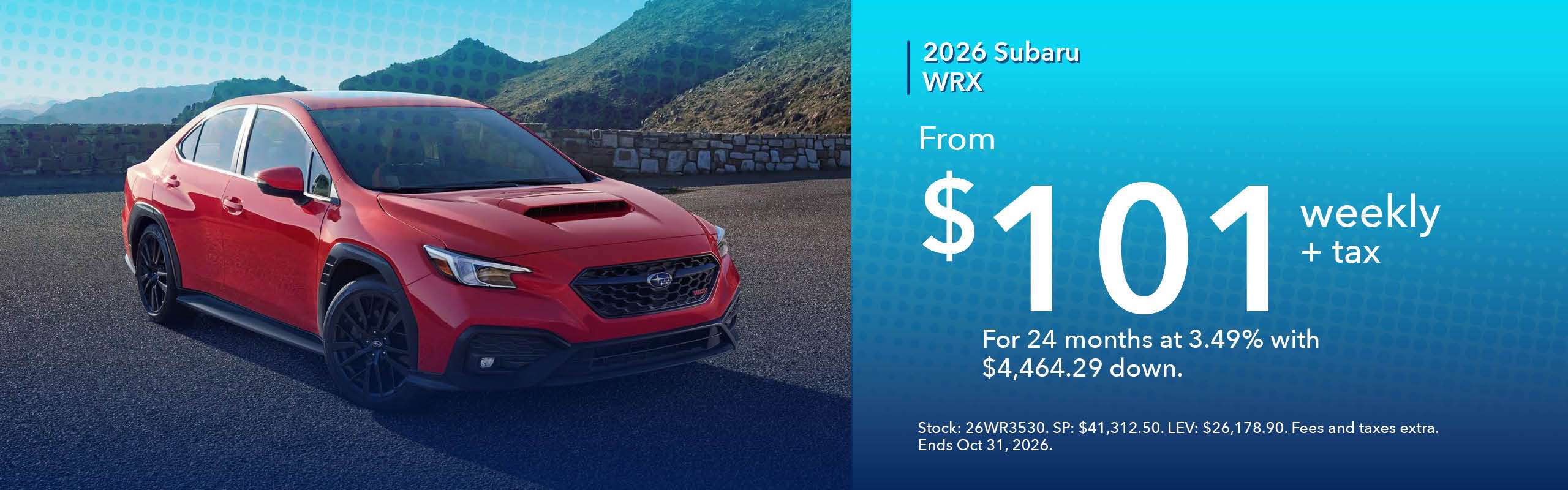 2026 Subaru WRX | From $101 weekly + tax 