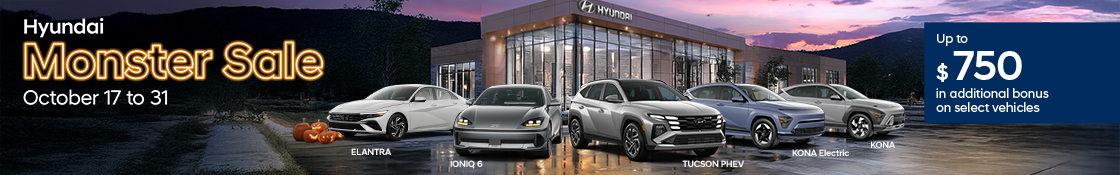 Brossard's Monster Sale is on! Save up to $11,000 on the IONIQ 6 with 0% financing + a $750 bonus. Get the South Shore's best Hyundai deals now!