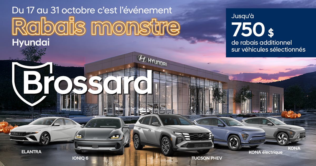 Rabais Monstres à Brossard! Économisez jusqu'à 11 000$ sur l'IONIQ 6 + 0% financement et 750$ boni. Les meilleures offres de la Rive-Sud sont ici!