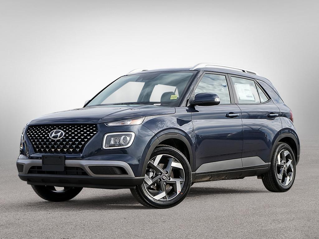 Extérieur vue de l'avant côté conducteur de la Hyundai Venue Ultimate IVT 2026 Bleu Denim