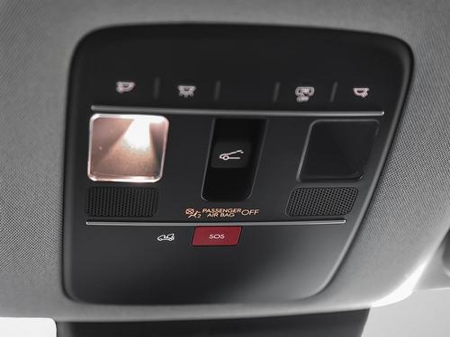 Console de pavillon du Hyundai Palisade Hybride 2026 Luxury avec bouton SOS d'urgence, commandes de l'éclairage d'ambiance et du toit ouvrant panoramique