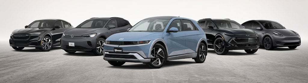 Comparaison de VUS électriques compacts : Hyundai IONIQ 5 2026 face au Tesla Model Y, Chevrolet Equinox EV, Ford Mustang Mach-E et Volkswagen ID.4 chez Brossard Hyundai sur la Rive-Sud.
