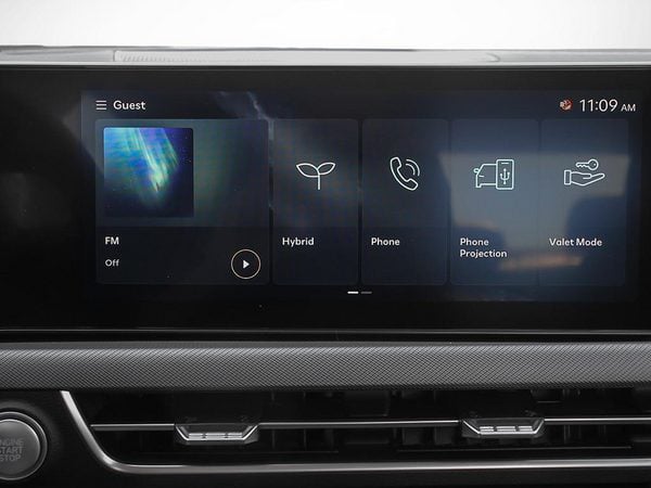 12.3-inch touchscreen of the 2026 Hyundai Sonata Hybrid showing the audio system.