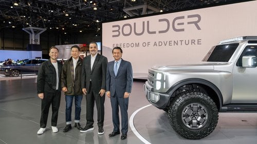 Hyundai Motor Company executives with the Boulder Concept — 2026 New York International Auto Show